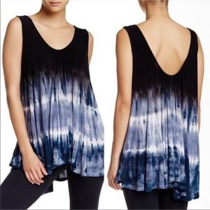 FREE PEOPLE Swing Tank Top WE THE FREE Sebastian Dip Dye Oversized Blue Small